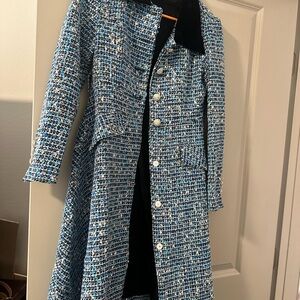 Chic Blue Tweed Trench Coat